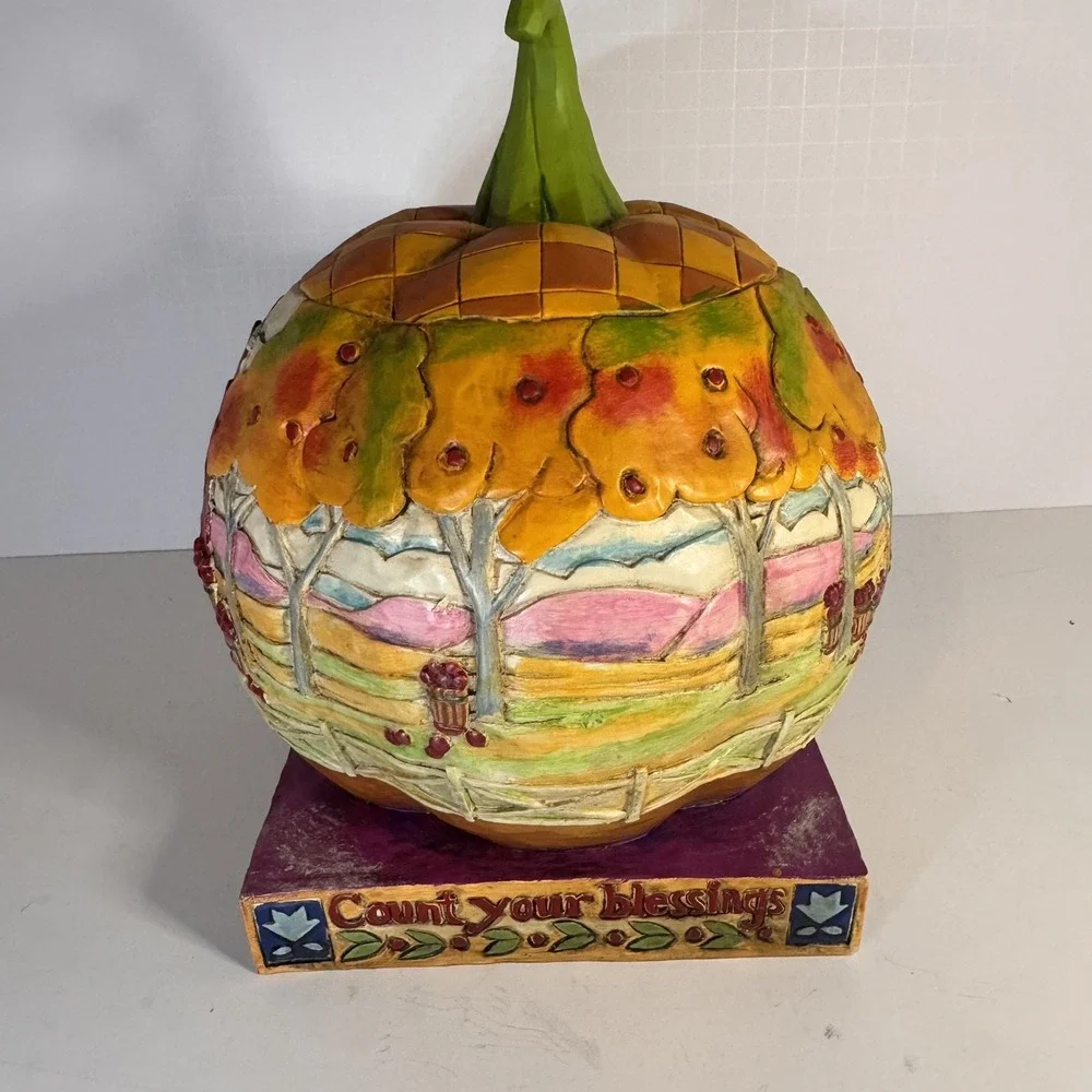 Jim Shore Heartwood Creek Count Your Blessings Pumpkin Autumn Thanksgiving NIB
